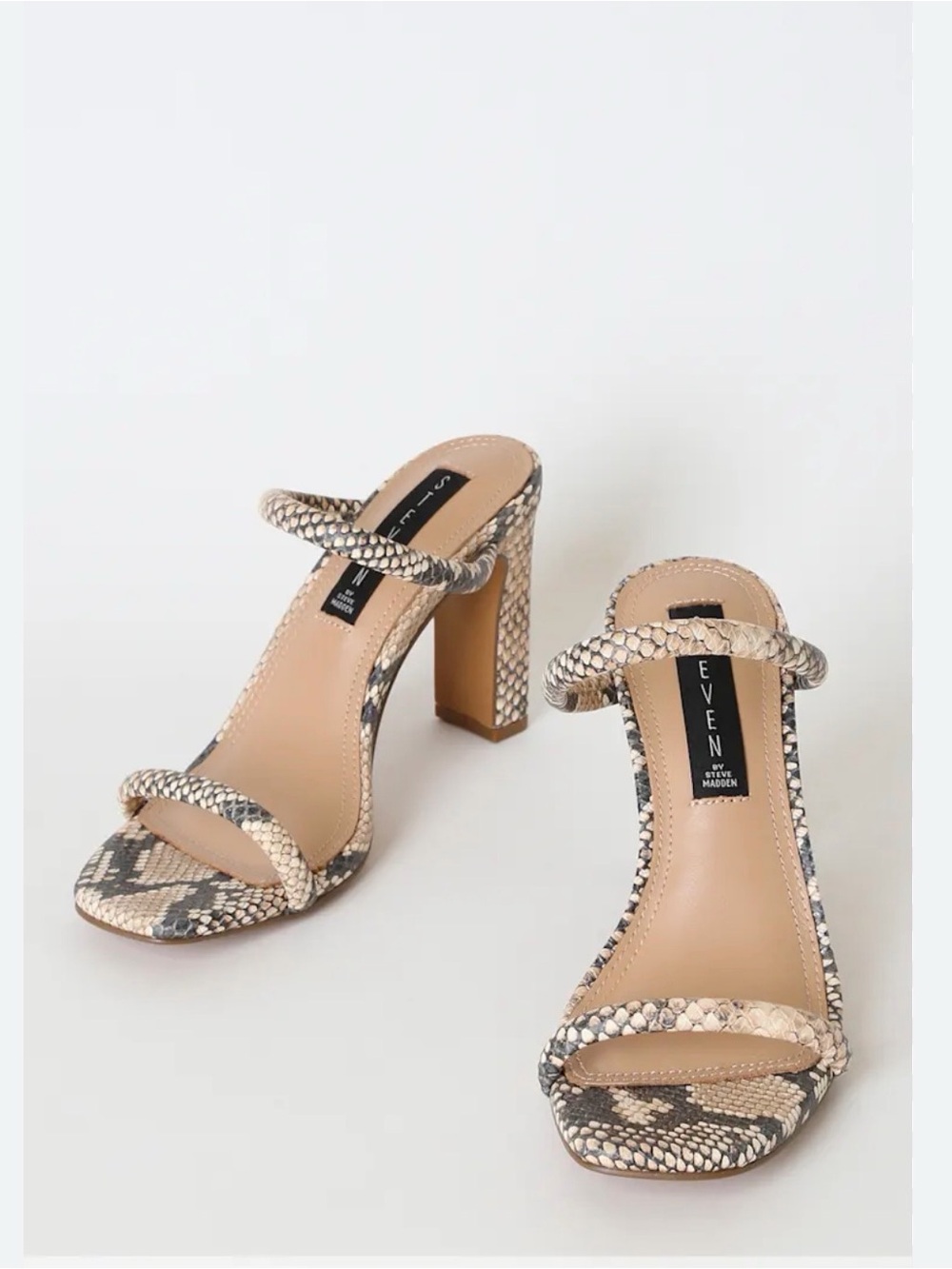 Steven by Steve Madden Tan Snake-Print High Heel Sandals tan & black size 6.5